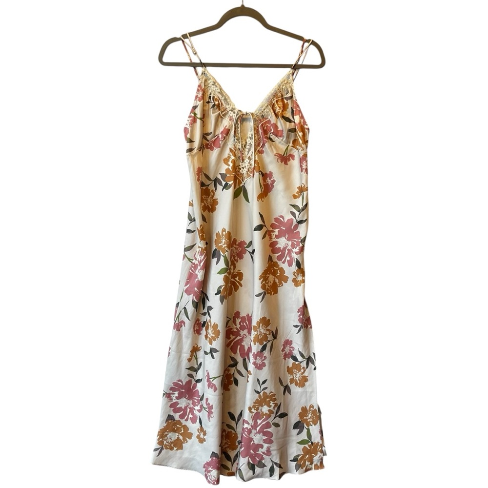 Free People Someone Like You midi slip dress S Ivory floral NWT Spaghetti strap - Picture 2 of 10
